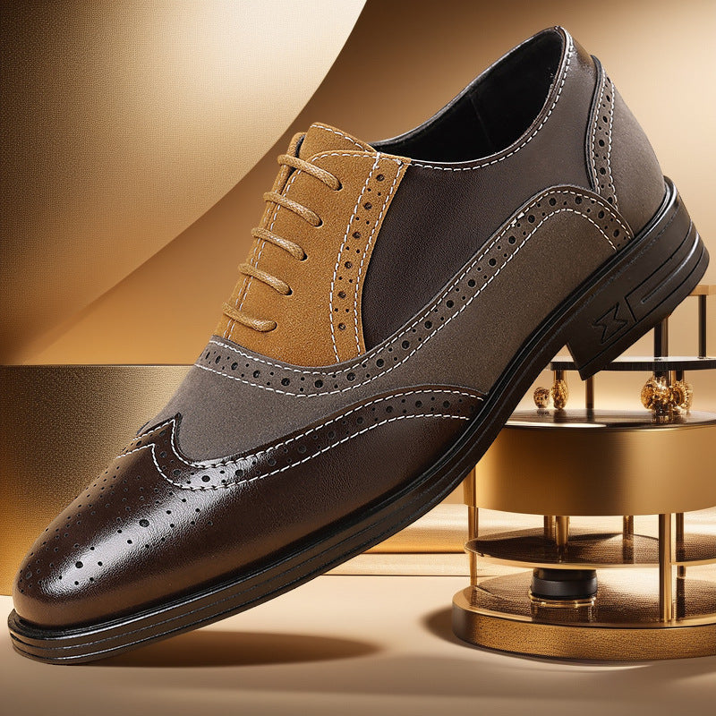 Men's Leather Color-Block Shoes
