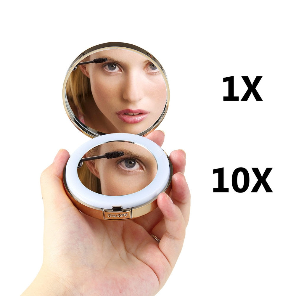 LED Foldable Makeup Mirror – Portable Lighted Vanity Mirror