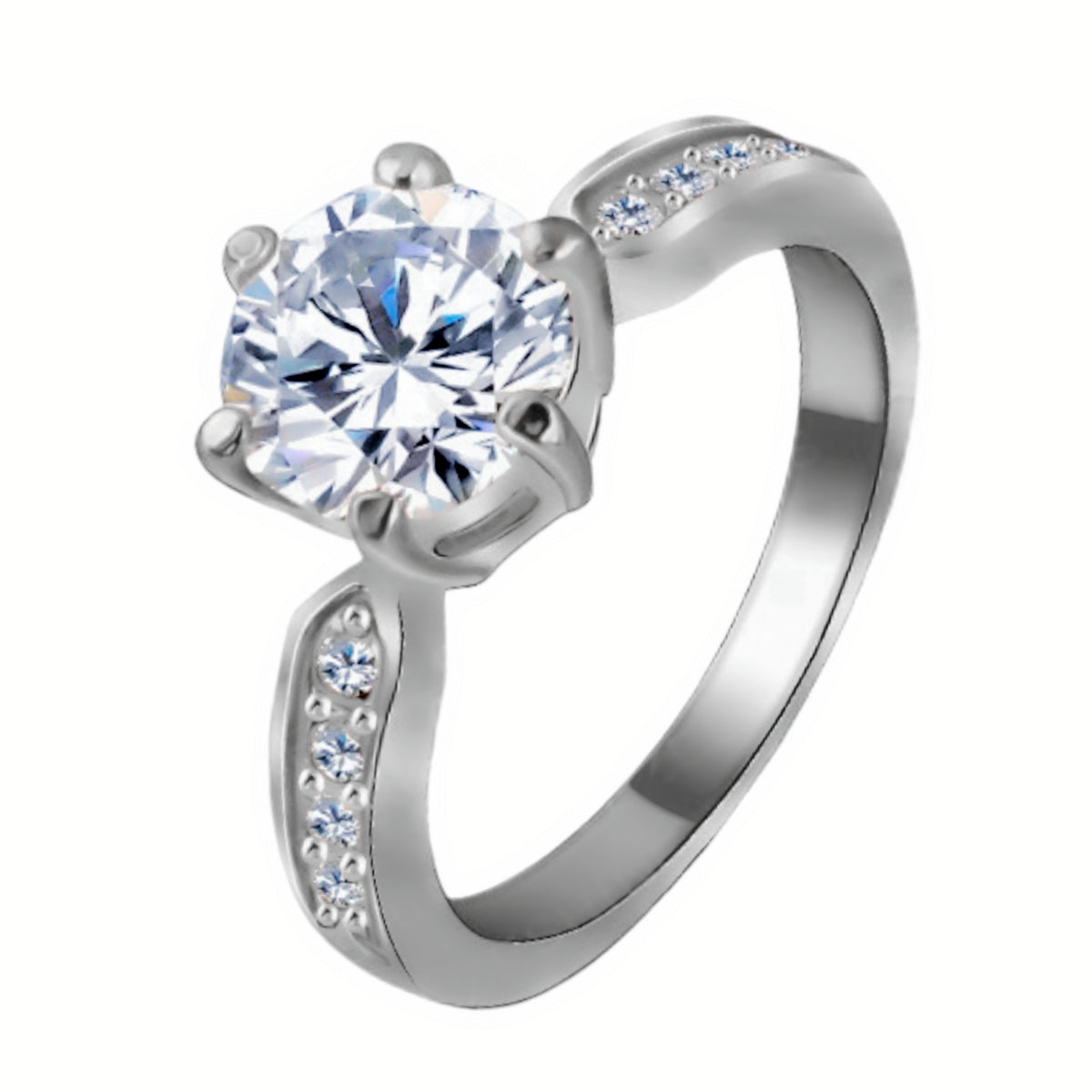 Classic Zircon Six-Claw Flower Ring Adjustable Wedding Band