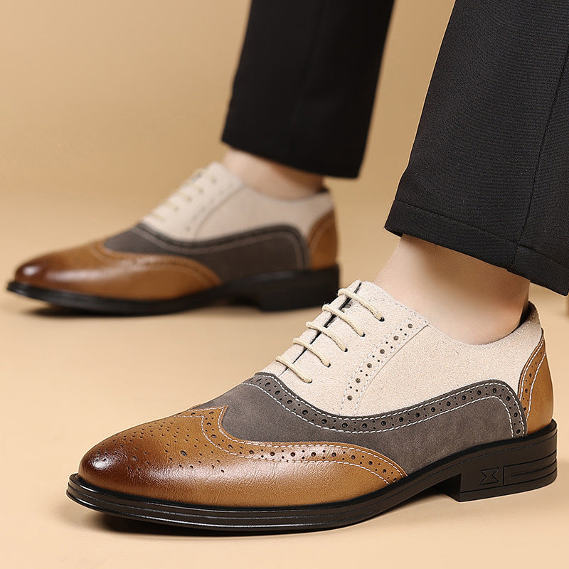 Men's Leather Color-Block Shoes