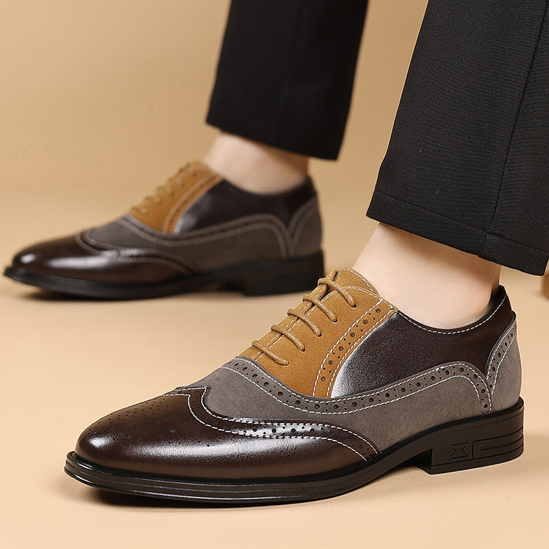 Men's Leather Color-Block Shoes