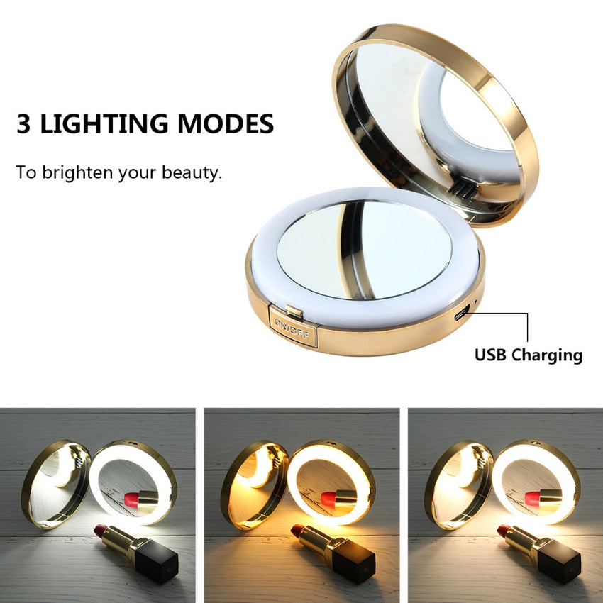 LED Foldable Makeup Mirror – Portable Lighted Vanity Mirror