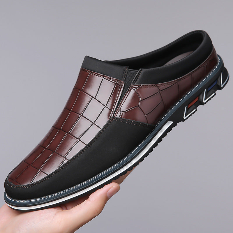 Men's Half-Slipper Leather Back-Strap Toe-Covered Slippers