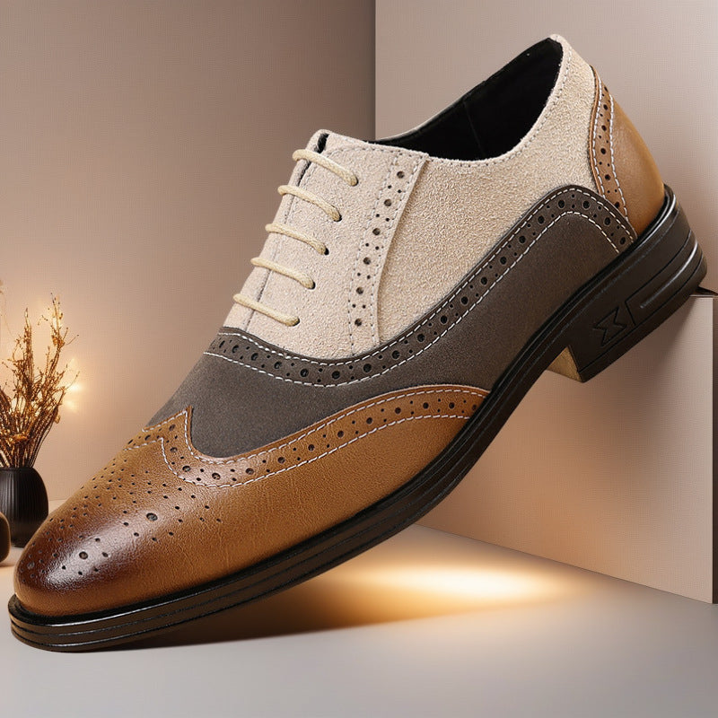 Men's Leather Color-Block Shoes