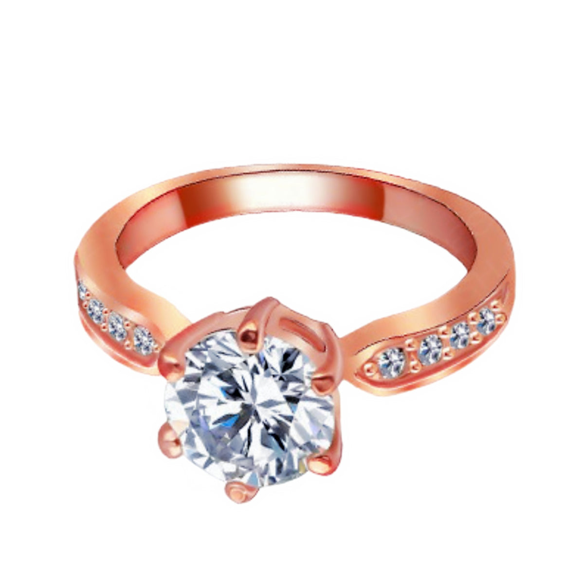 Classic Zircon Six-Claw Flower Ring Adjustable Wedding Band