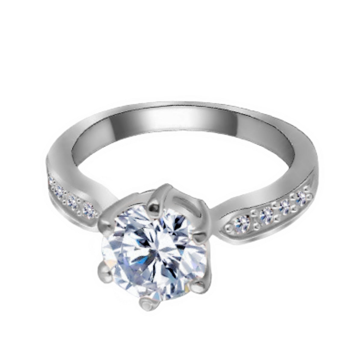 Classic Zircon Six-Claw Flower Ring Adjustable Wedding Band