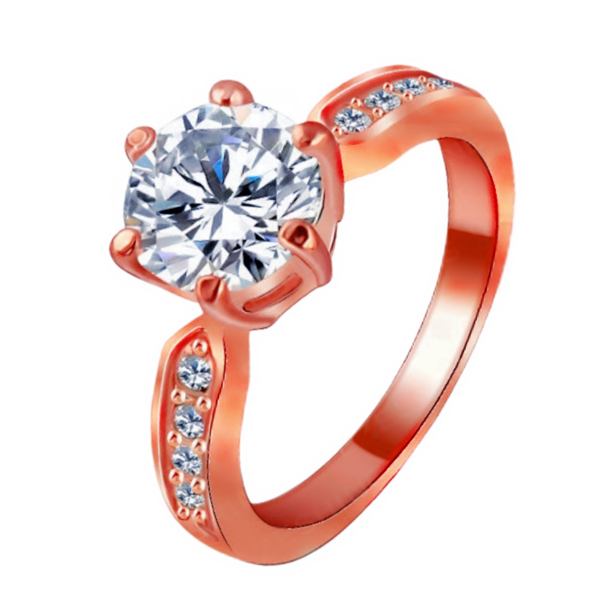 Classic Zircon Six-Claw Flower Ring Adjustable Wedding Band