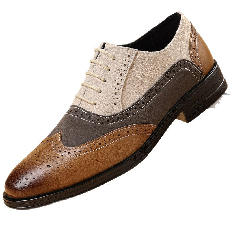 Men's Leather Color-Block Shoes