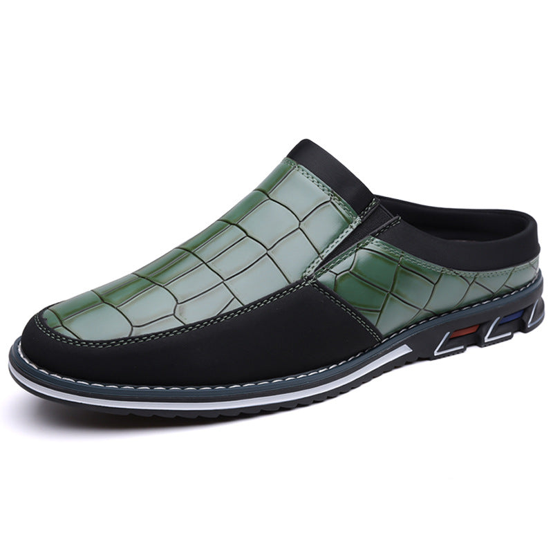 Men's Half-Slipper Leather Back-Strap Toe-Covered Slippers