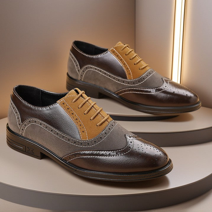 Men's Leather Color-Block Shoes