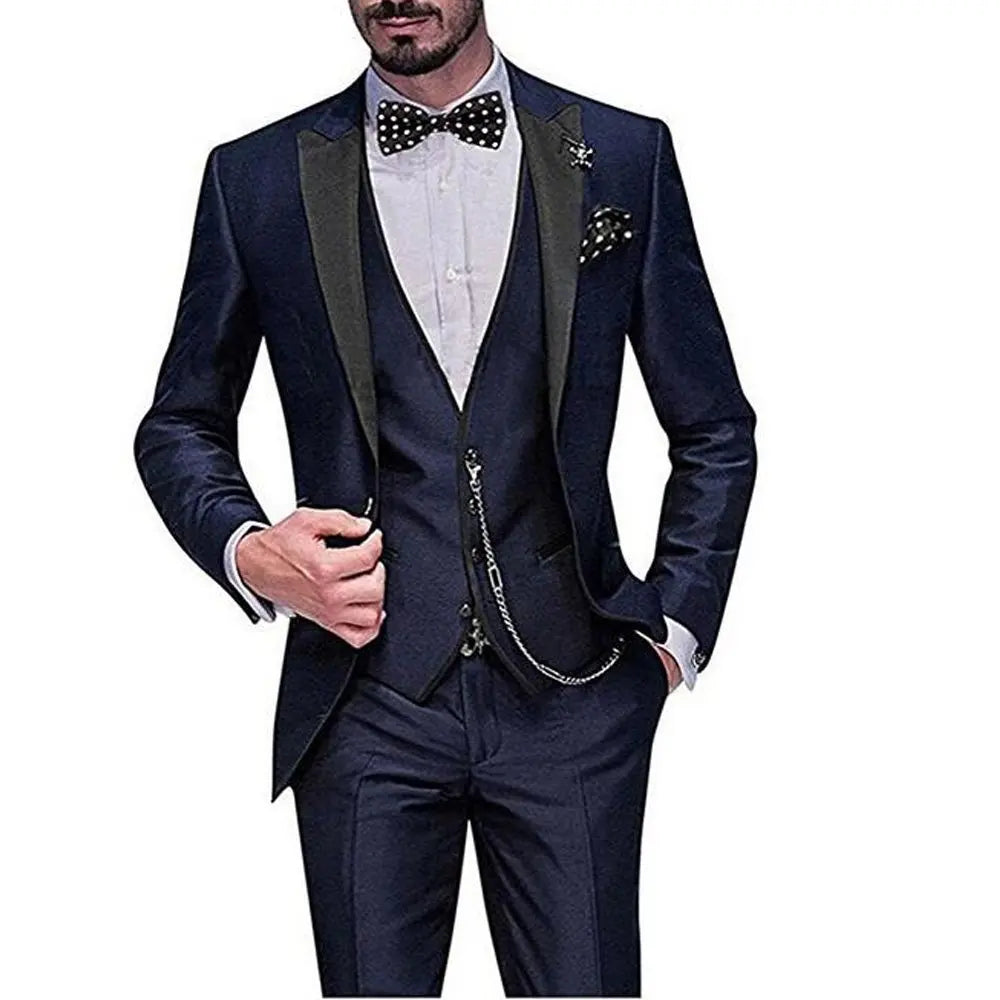 Men's Slim Fit 3-Piece Burgundy Tuxedo Suit  Wedding Groom Notch Lapel