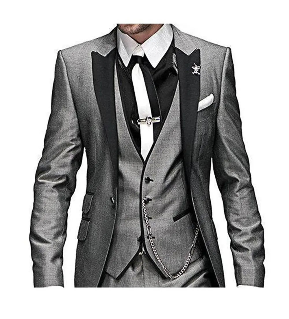 Men's Slim Fit 3-Piece Burgundy Tuxedo Suit  Wedding Groom Notch Lapel
