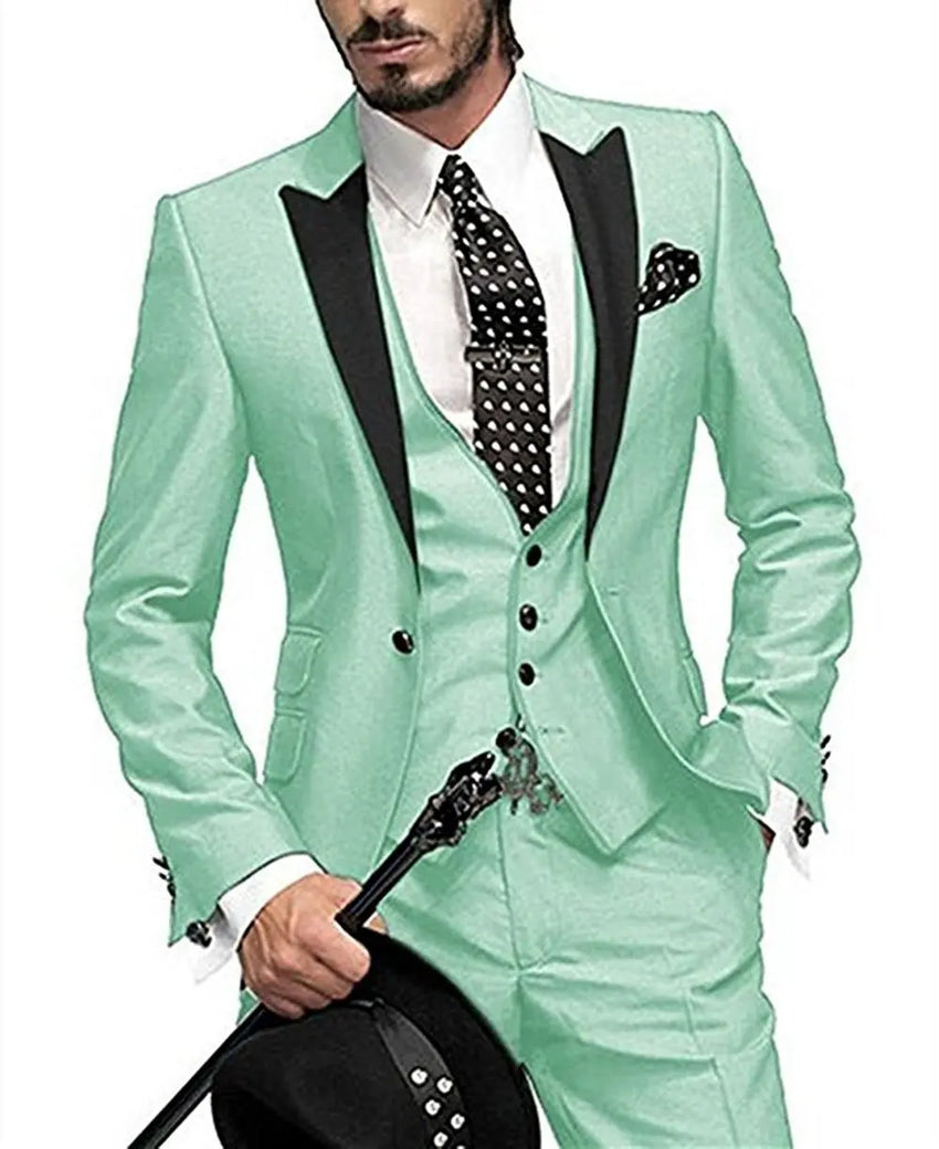 Men's Slim Fit 3-Piece Burgundy Tuxedo Suit  Wedding Groom Notch Lapel