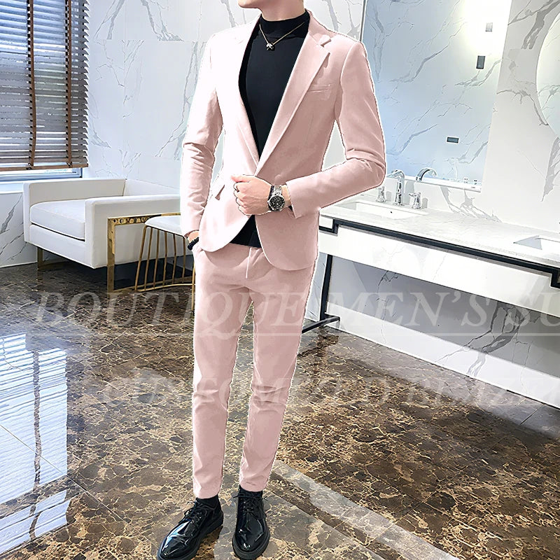 Men's 2-Piece Velvet Tuxedo Suit – Wine Red, Black & Green Wedding Blazer