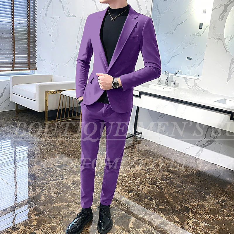 Men's 2-Piece Velvet Tuxedo Suit – Wine Red, Black & Green Wedding Blazer