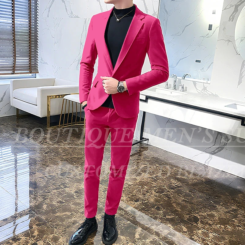 Men's 2-Piece Velvet Tuxedo Suit – Wine Red, Black & Green Wedding Blazer