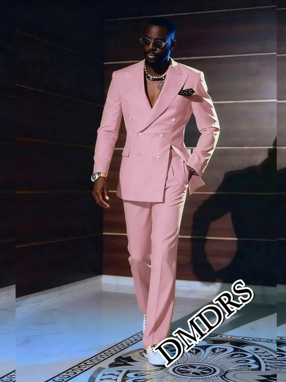 Stylish Pink Men's 2Pc Suit Set - Formal Wedding Business Office
