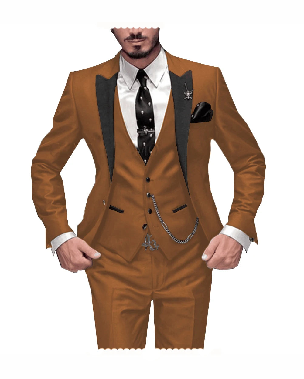 Men's Slim Fit 3-Piece Burgundy Tuxedo Suit  Wedding Groom Notch Lapel