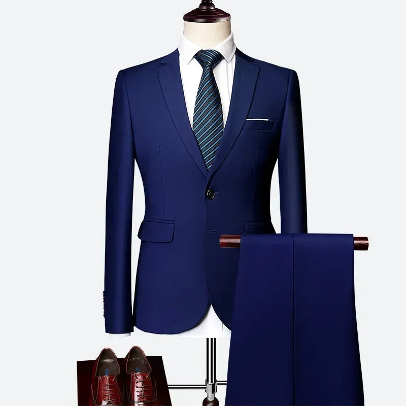 Men's Tailored 2-Piece Suit – Red & Purple Formal Suit