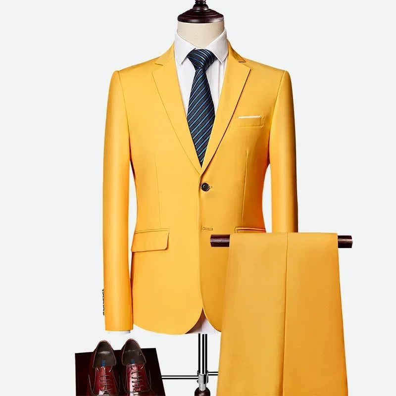 Men's Tailored 2-Piece Suit – Red & Purple Formal Suit