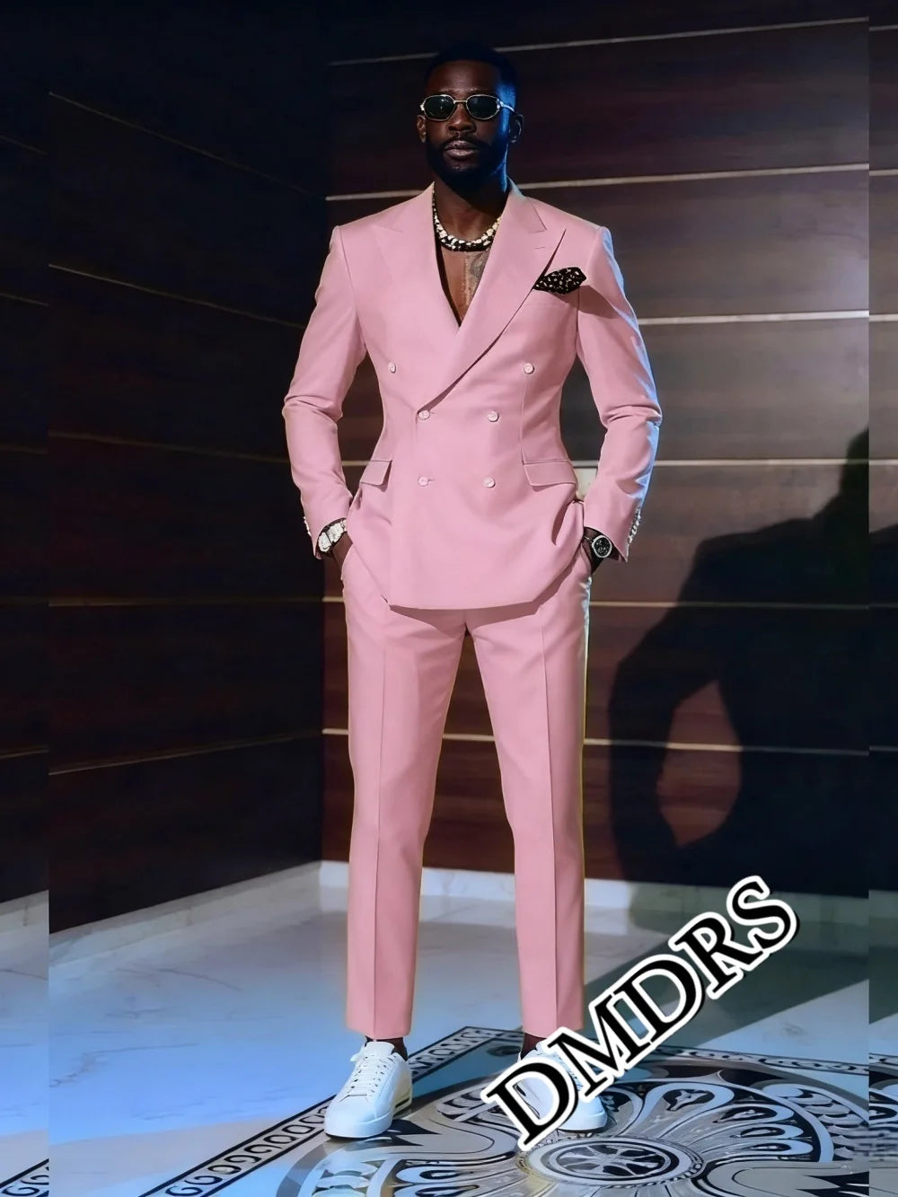 Stylish Pink Men's 2Pc Suit Set - Formal Wedding Business Office
