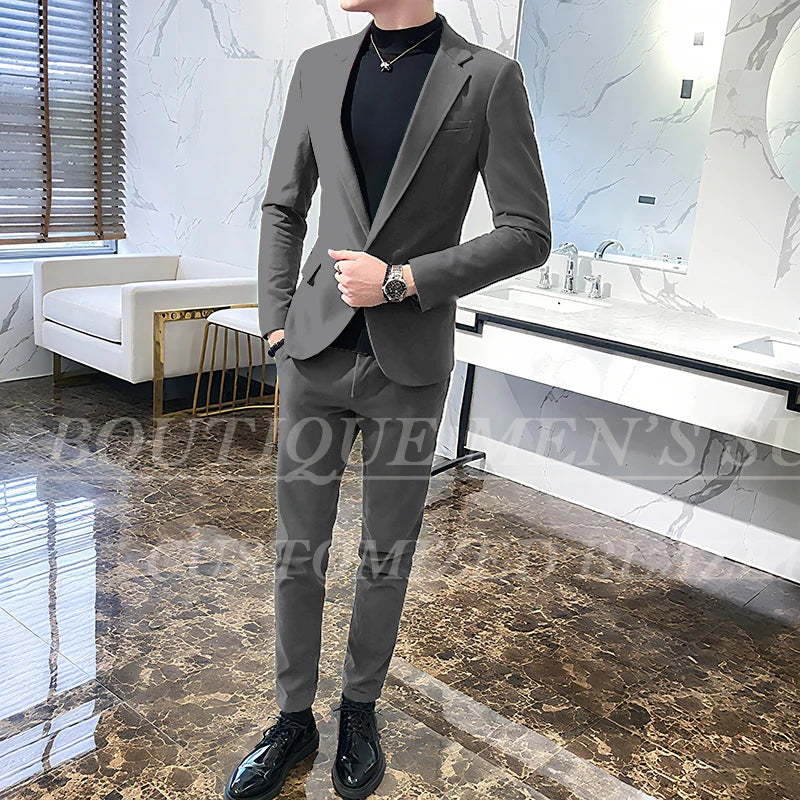 Men's 2-Piece Velvet Tuxedo Suit – Wine Red, Black & Green Wedding Blazer