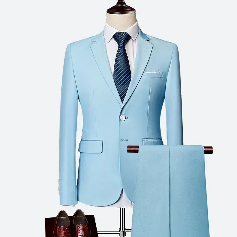 Men's Tailored 2-Piece Suit – Red & Purple Formal Suit