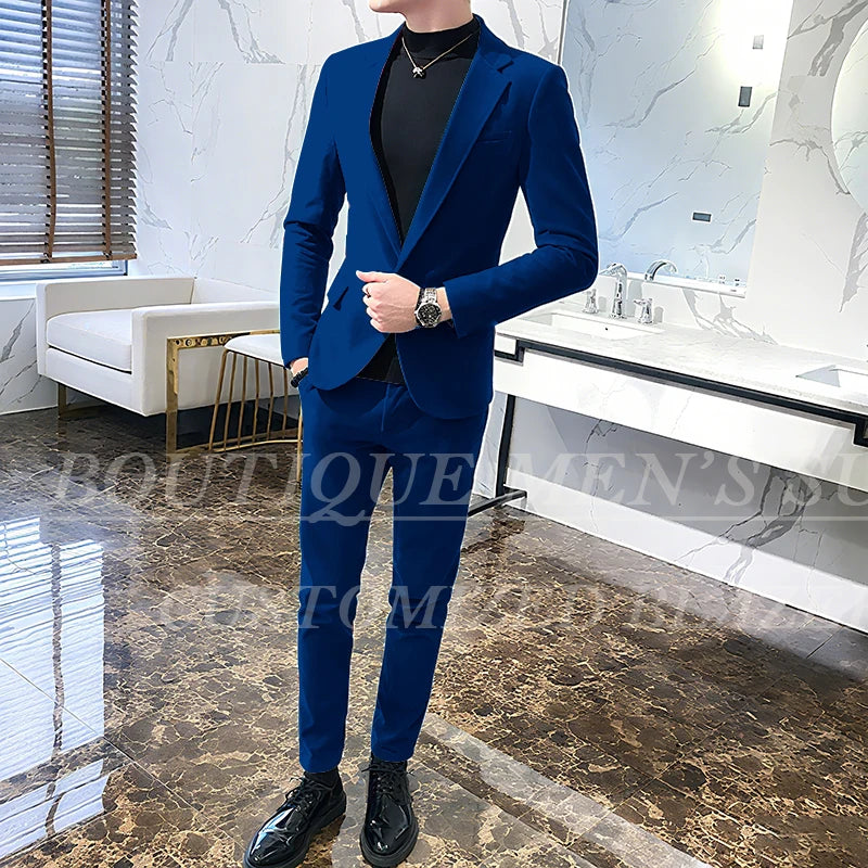 Men's 2-Piece Velvet Tuxedo Suit – Wine Red, Black & Green Wedding Blazer