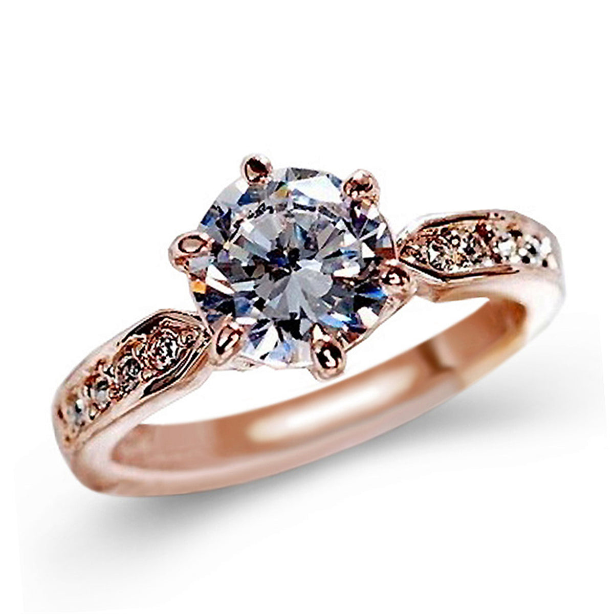 Classic Zircon Six-Claw Flower Ring Adjustable Wedding Band