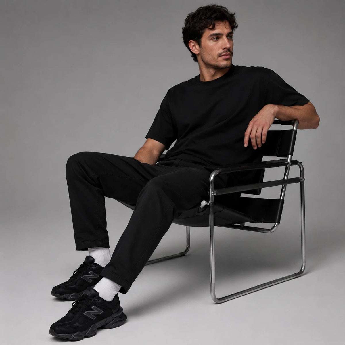 9060 Casual Sneakers – Triple Black Cushioned Comfort — view 11