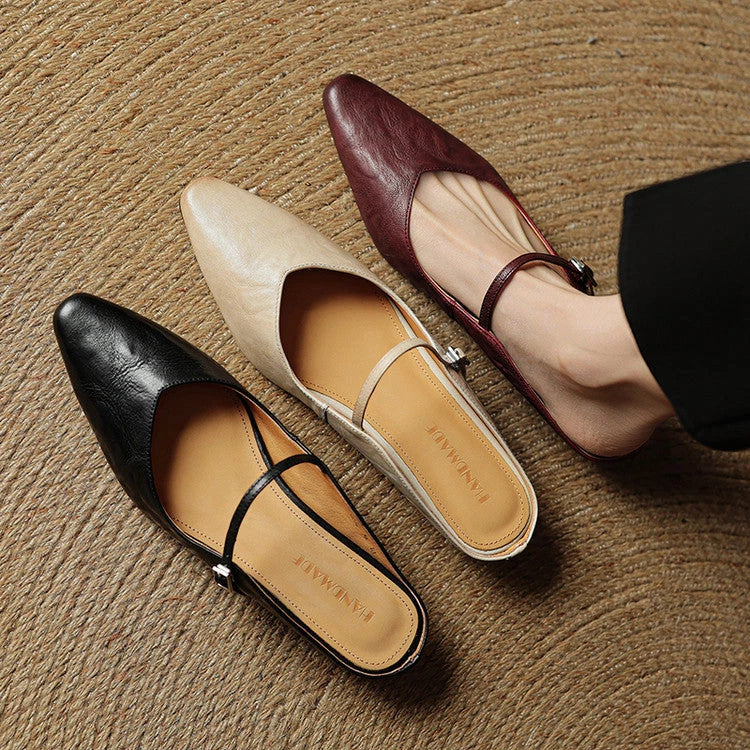 Talia Women's Leather Mules – Mary Jane Strap Secure Fit — view 13