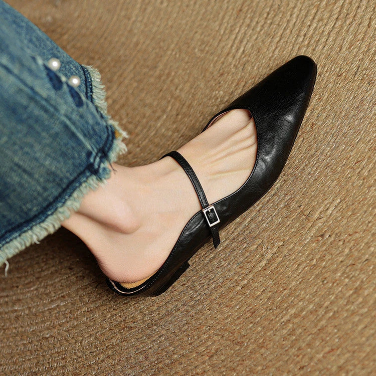 Talia Women's Leather Mules – Mary Jane Strap Secure Fit — view 16