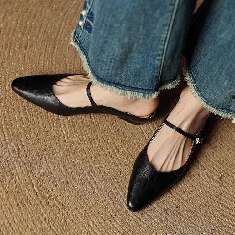 Talia Women's Leather Mules – Mary Jane Strap Secure Fit — view 17