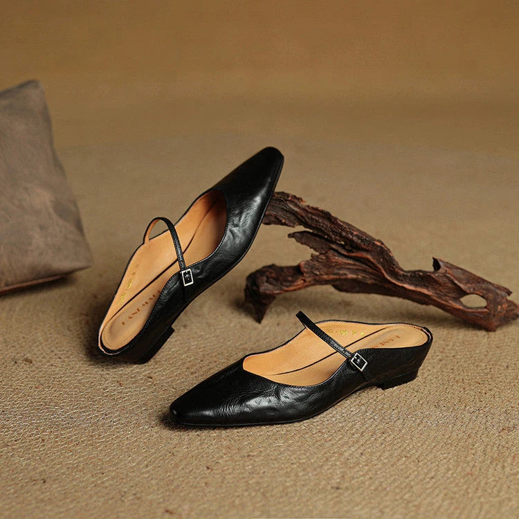 Talia Women's Leather Mules – Mary Jane Strap Secure Fit — view 18