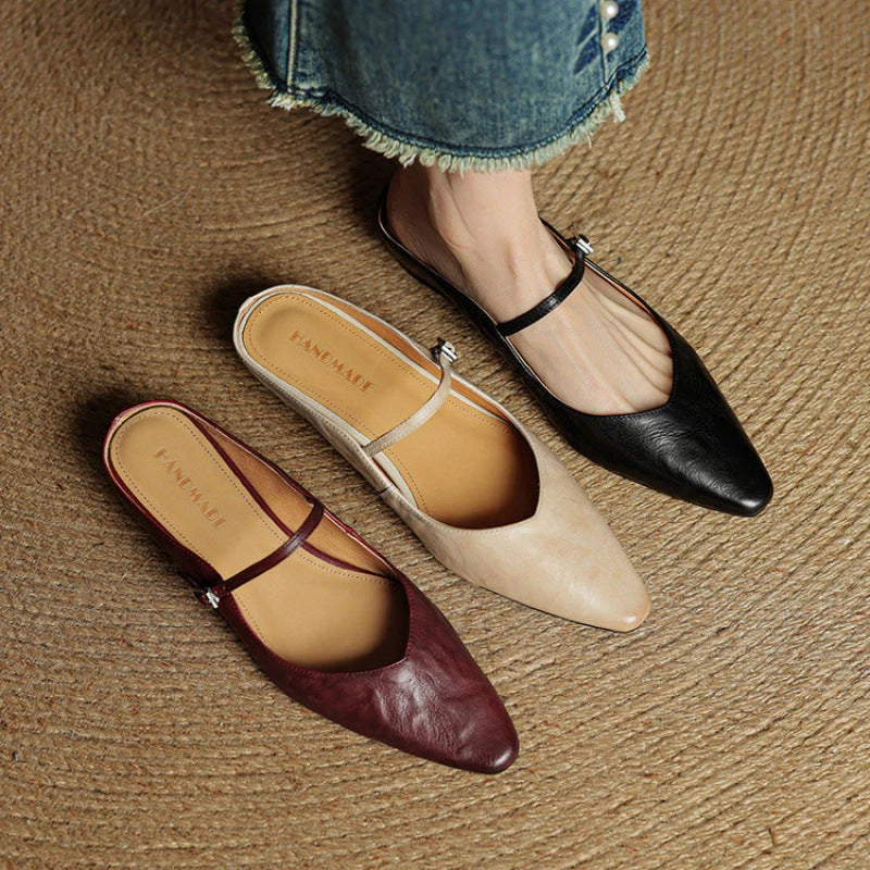 Talia Women's Leather Mules – Mary Jane Strap Secure Fit — view 20