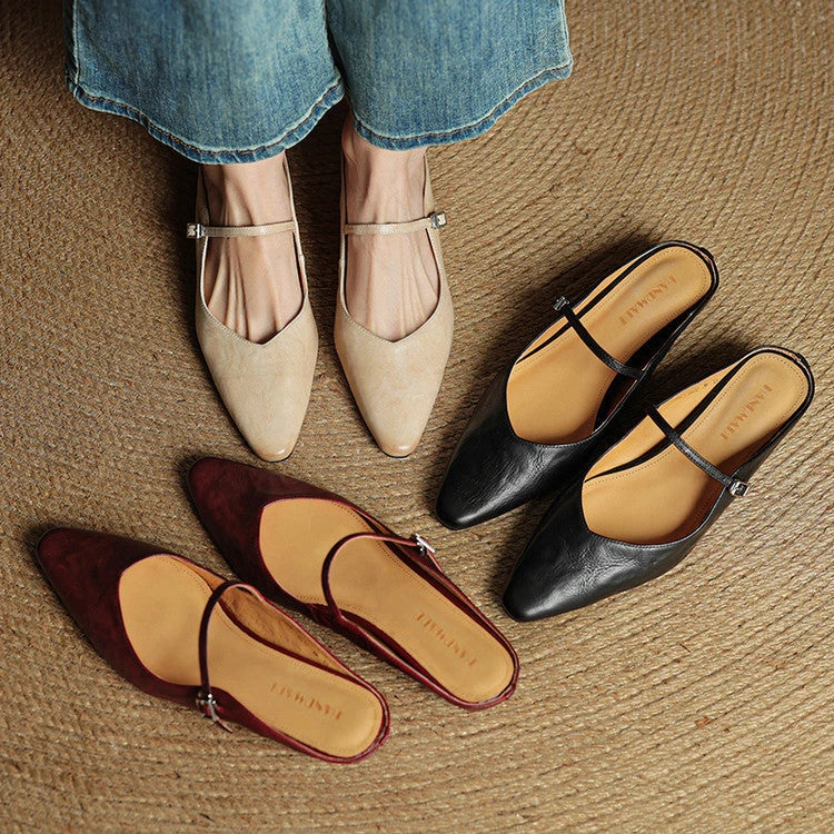 Talia Women's Leather Mules – Mary Jane Strap Secure Fit — view 21