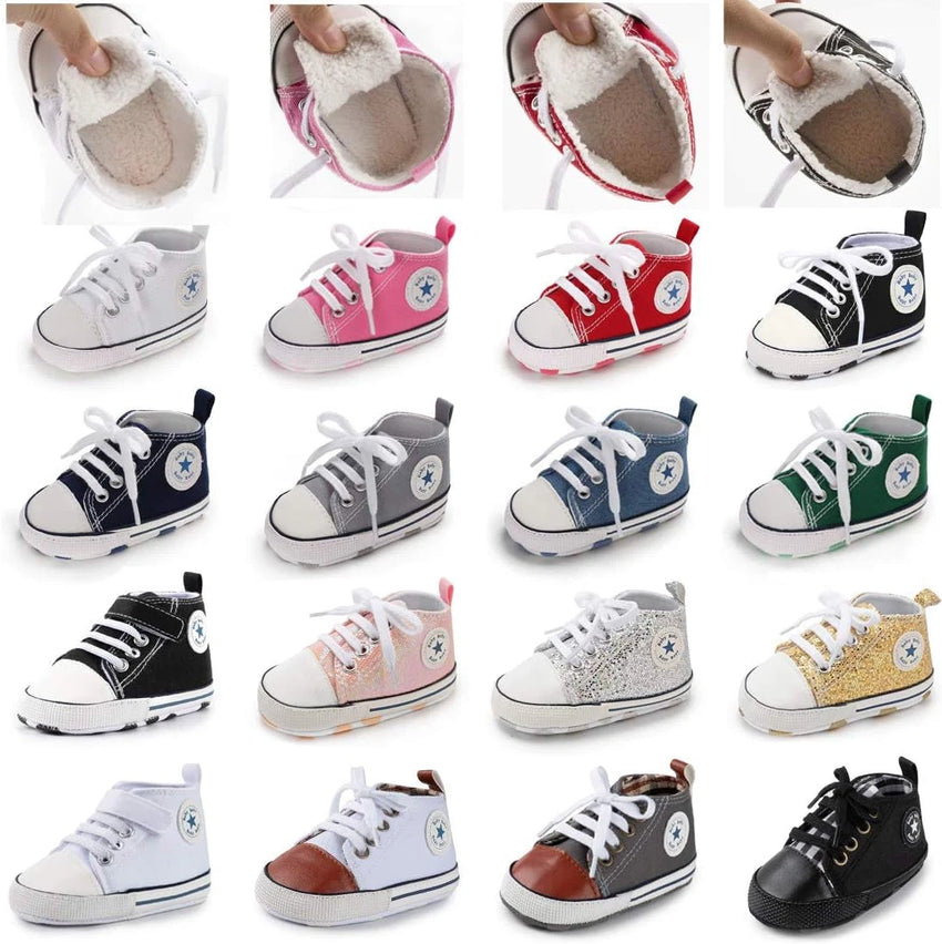 Infant Unisex High Top Canvas Sneakers – Soft Non-Slip Sole — view 2