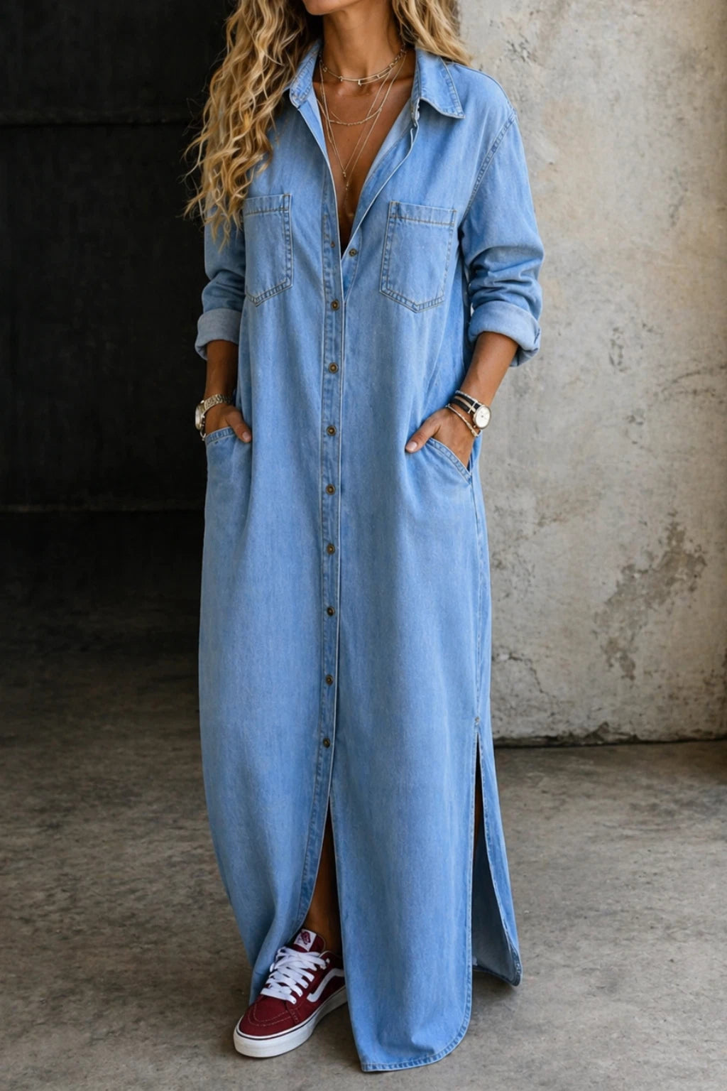 Women's Denim Button-Down Dress – Relaxed Everyday Fit — view 2