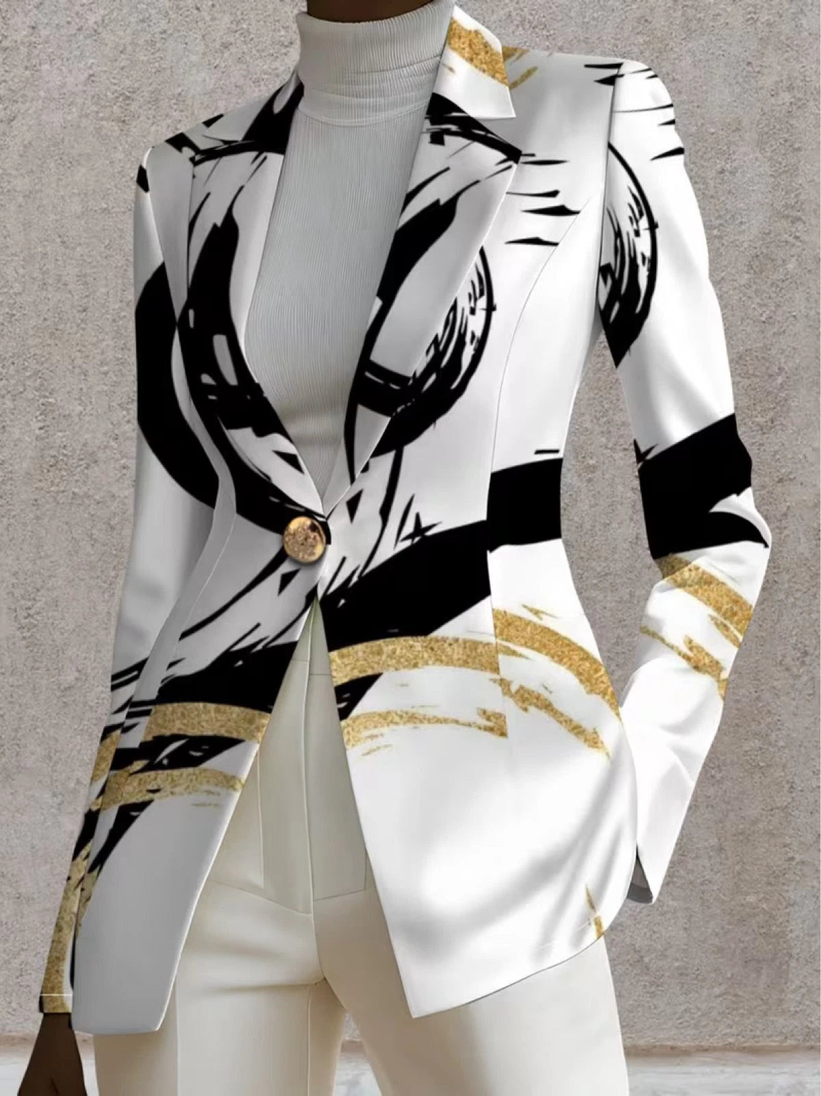Women's Blazer – Abstract Brushstroke Design, Easy Layering — view 2