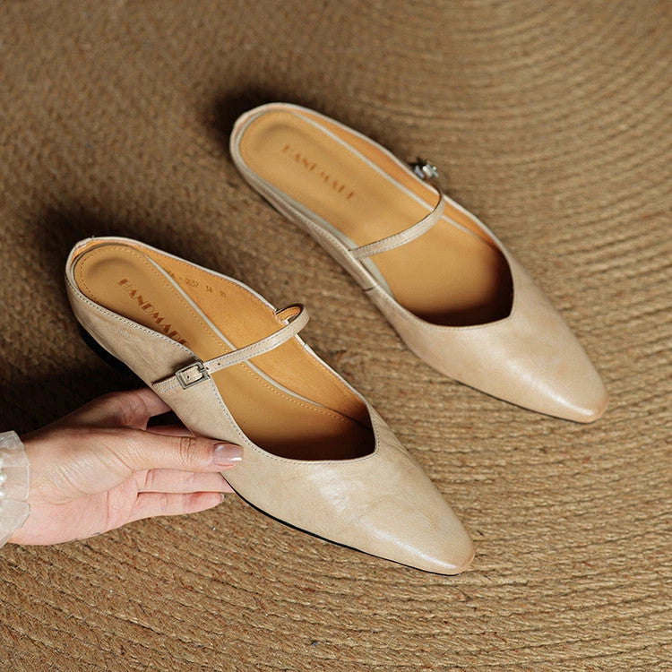 Talia Women's Leather Mules – Mary Jane Strap Secure Fit — view 2