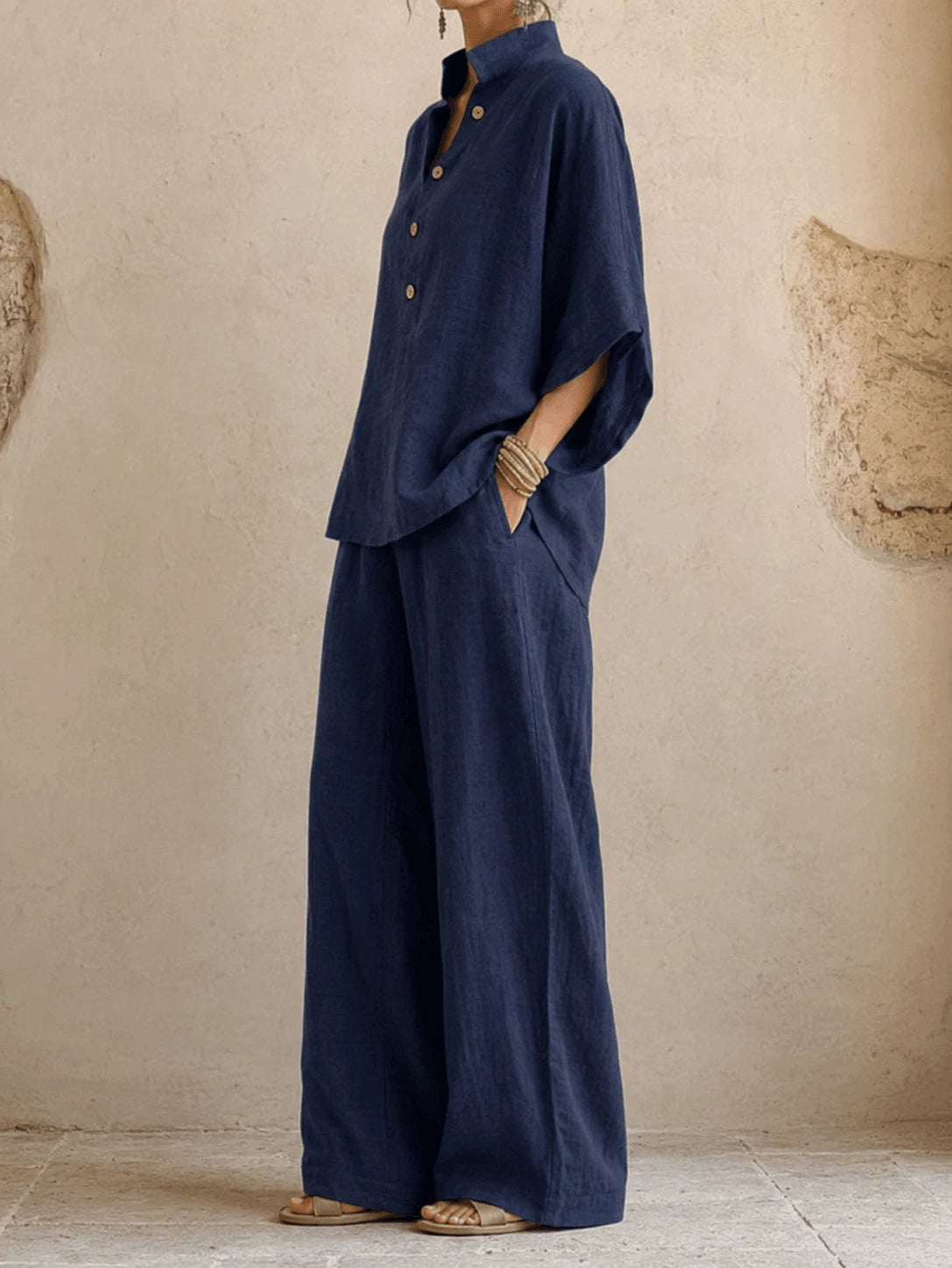 Maribel Women's Two-Piece Set – Batwing Wide-Leg Comfort — view 3