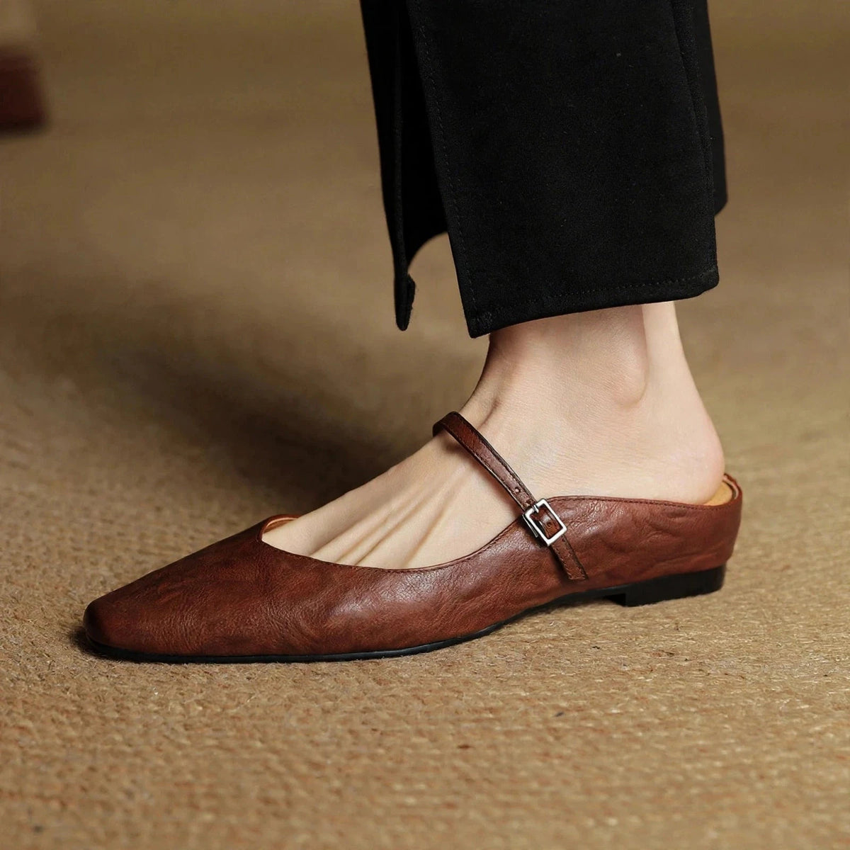 Talia Women's Leather Mules – Mary Jane Strap Secure Fit — view 34