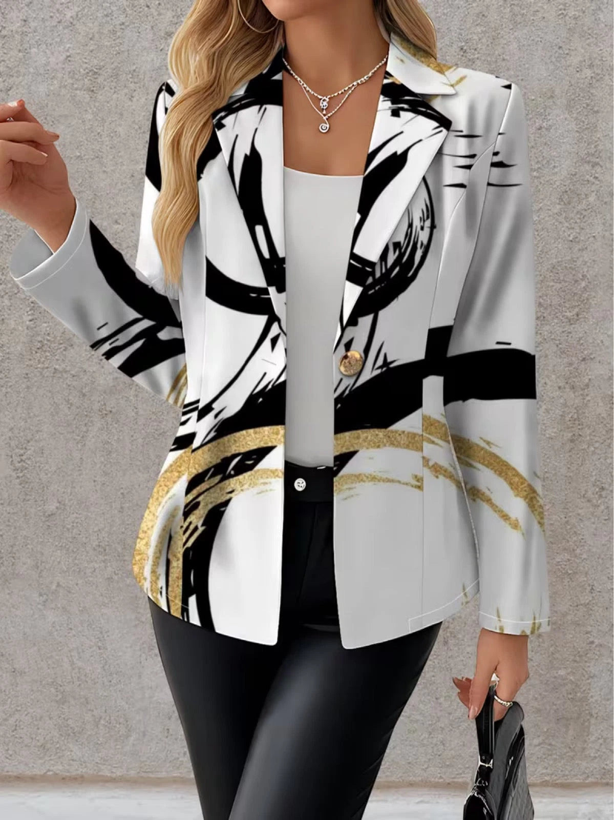 Women's Blazer – Abstract Brushstroke Design, Easy Layering — view 3