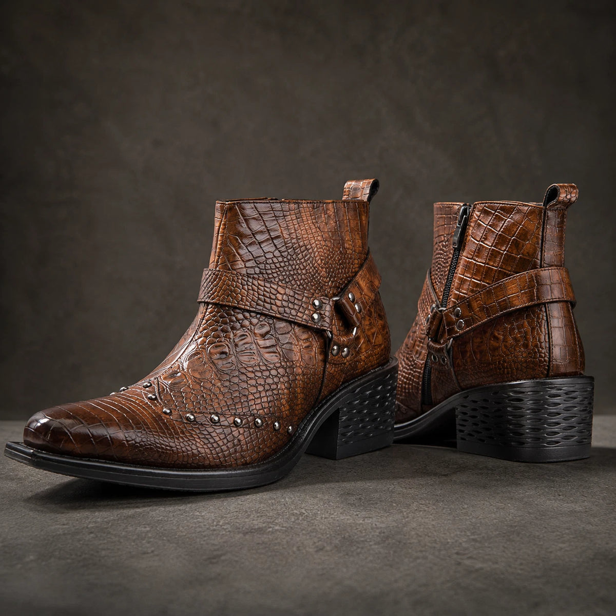 Calloway Women's Buckle Boots – Croc-Grain Cushioned Comfort — view 5