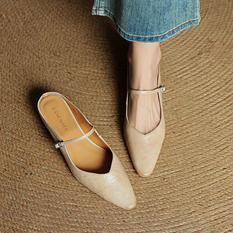 Talia Women's Leather Mules – Mary Jane Strap Secure Fit — view 4