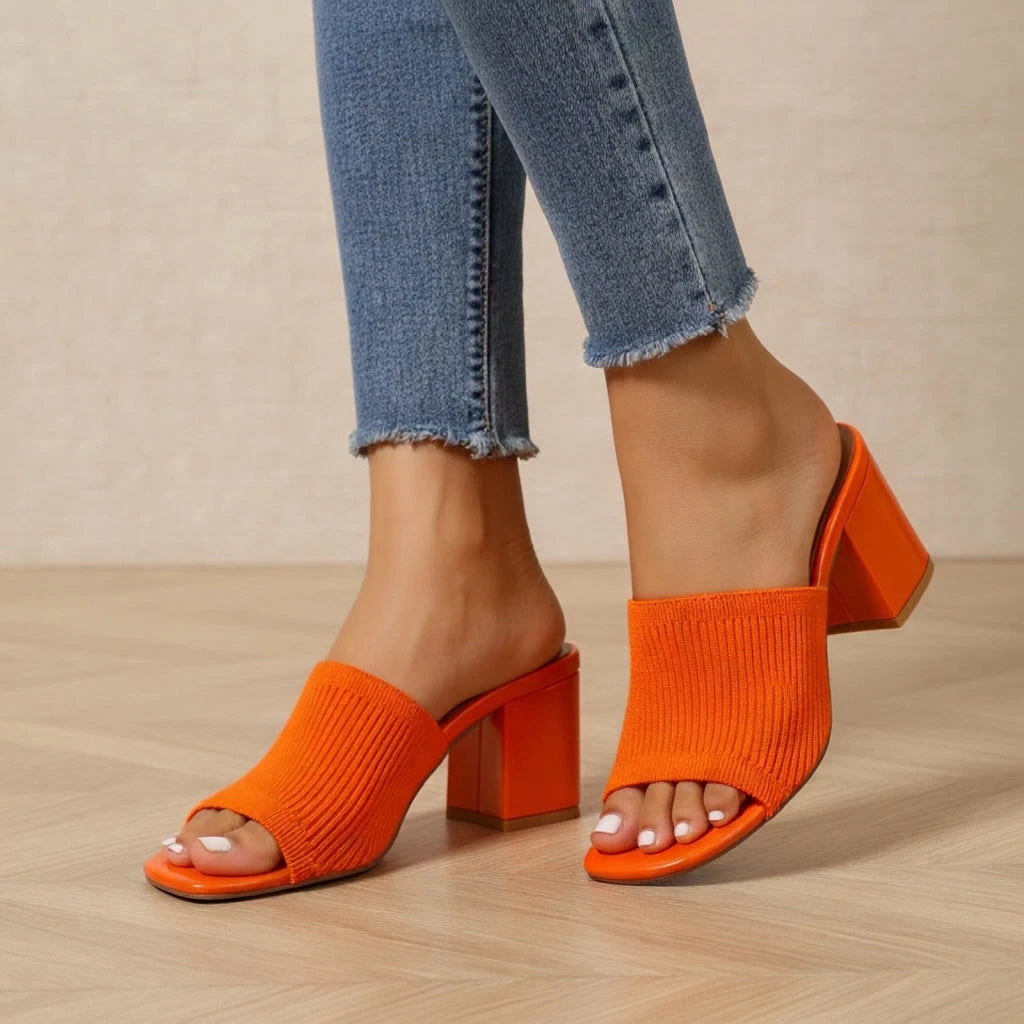 Helena Women's Block Heel Sandals – Stretchy Cotton Comfort — view 6