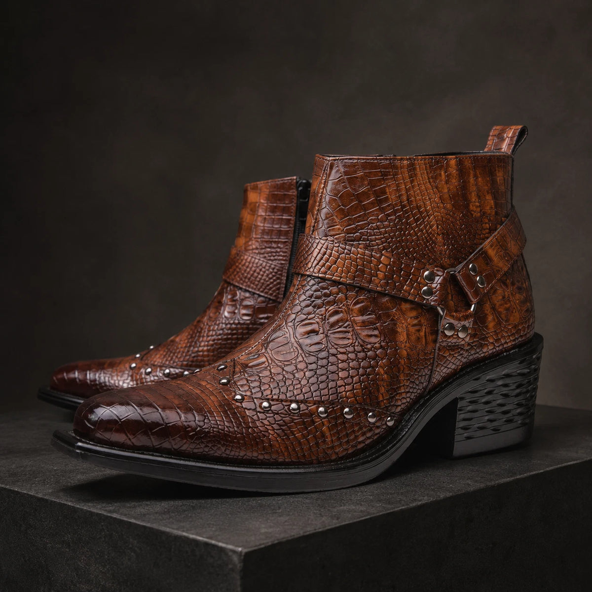 Calloway Women's Buckle Boots – Croc-Grain Cushioned Comfort — view 6