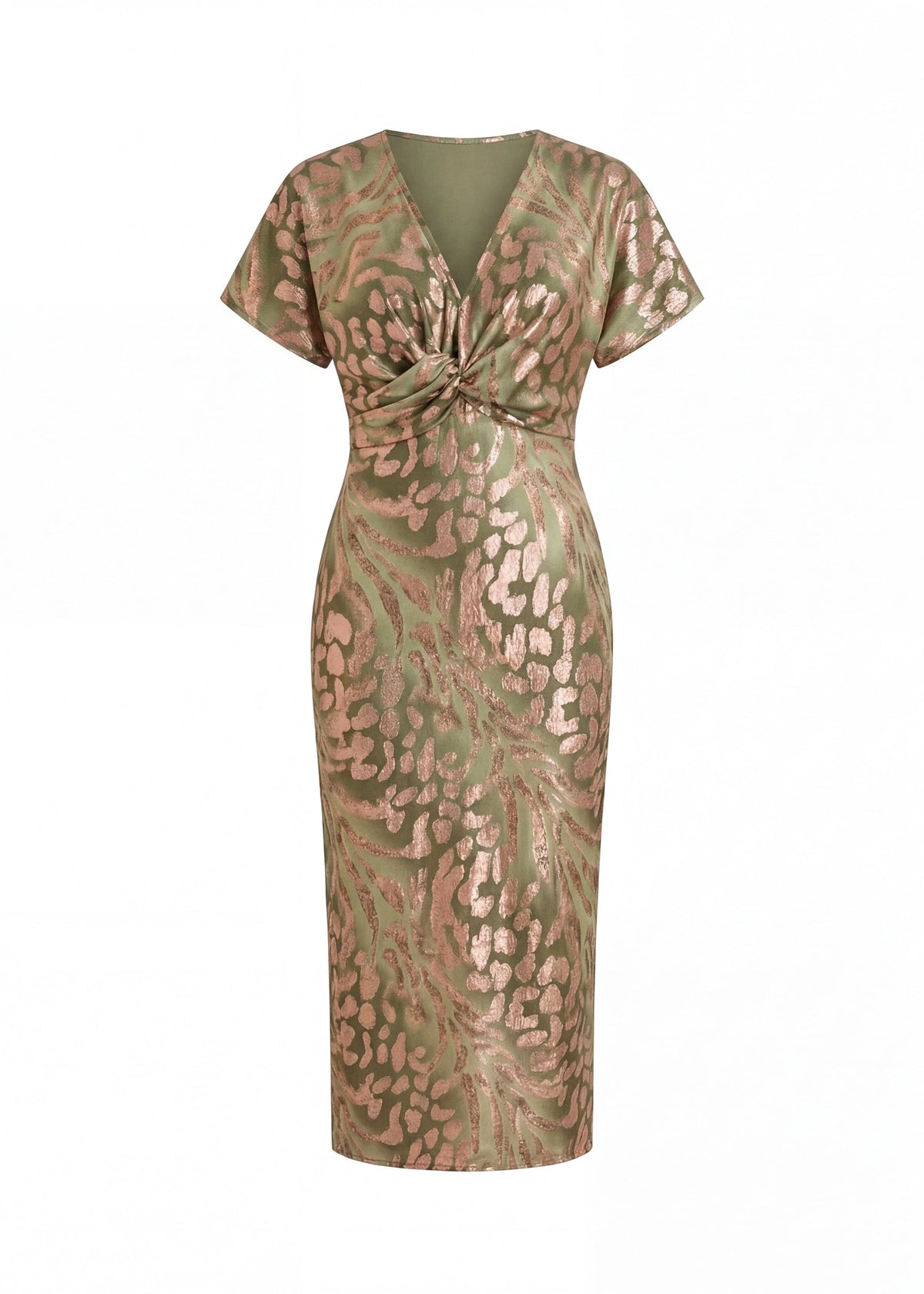 Copper Women's Midi Dress – Tie Waist Flattering Style — view 6