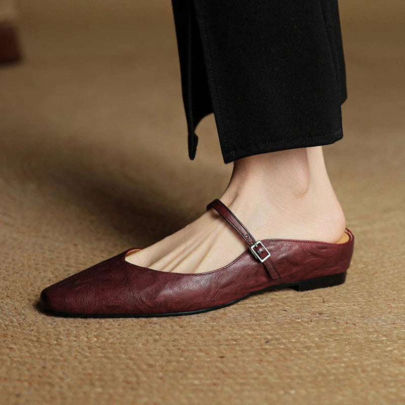 Talia Women's Leather Mules – Mary Jane Strap Secure Fit — view 8