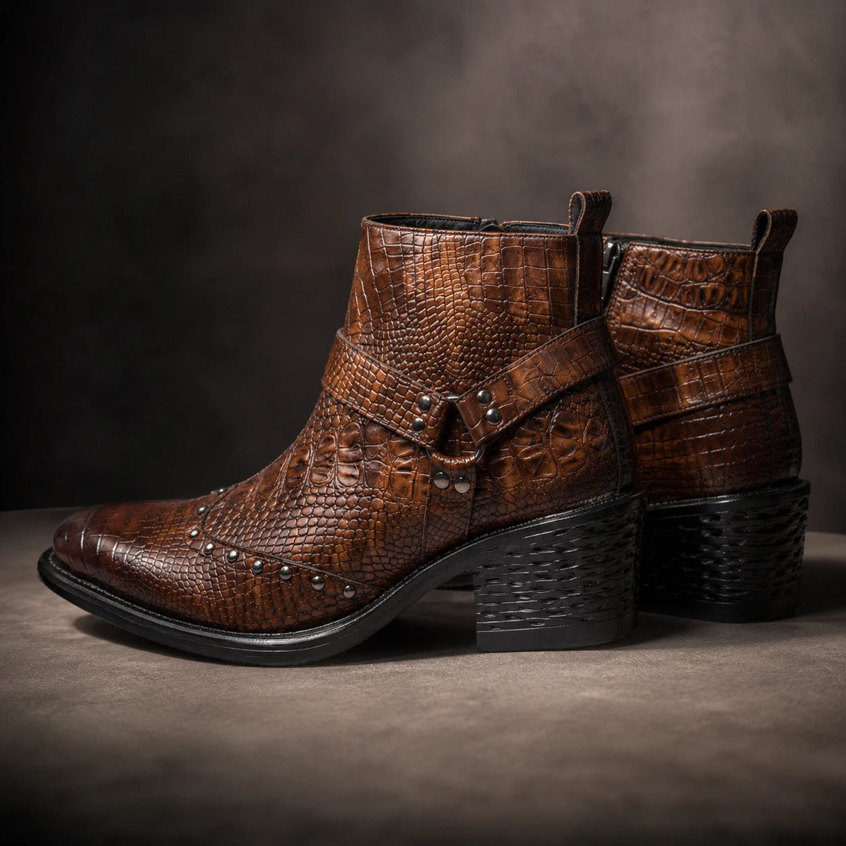Calloway Women's Buckle Boots – Croc-Grain Cushioned Comfort — view 11